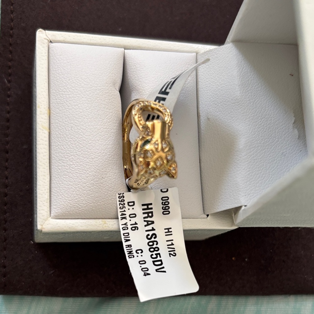 Effy silver with gold overlay  Panther Ring with diamond Accents - Picture 3 of 5